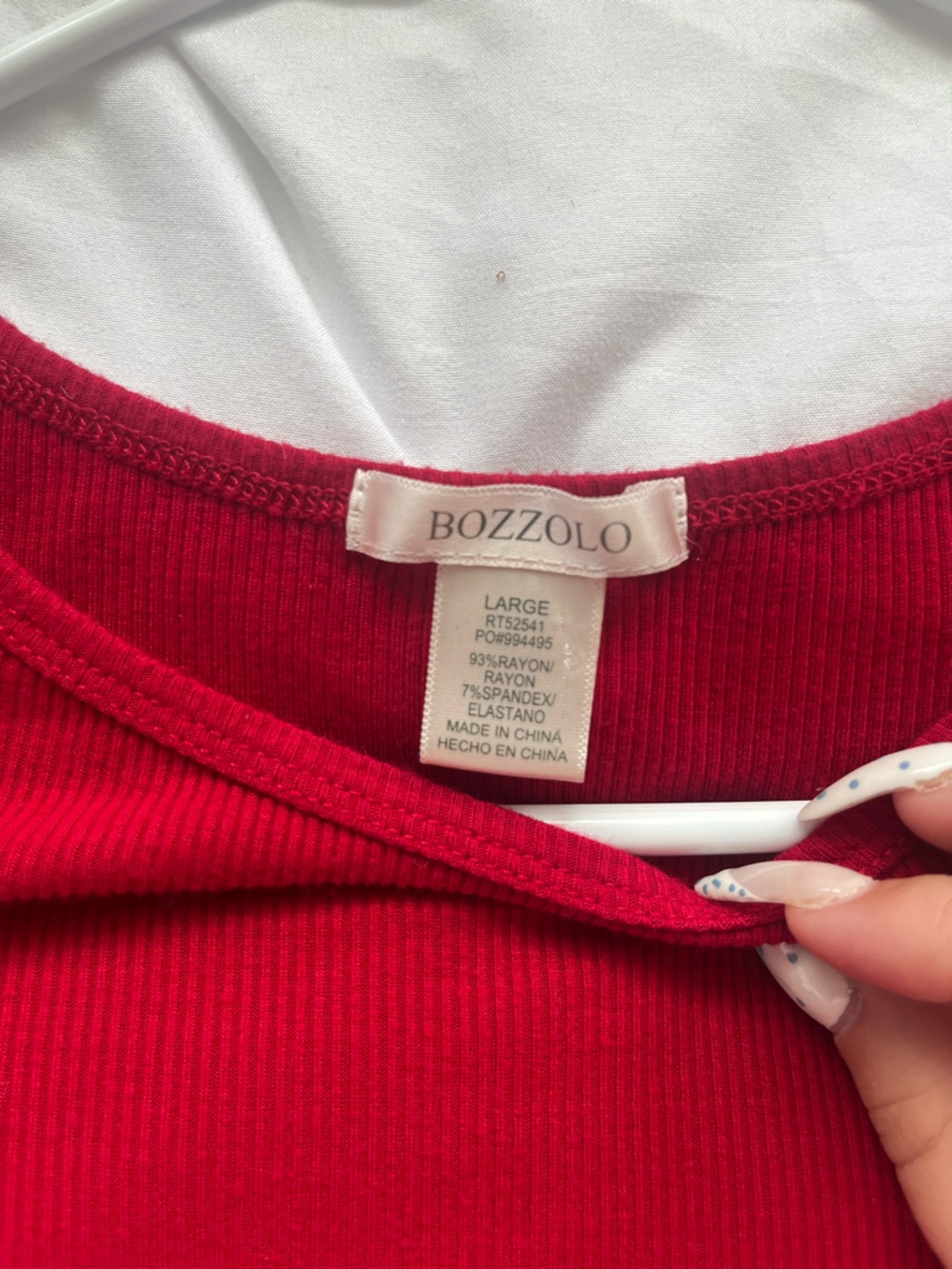 Red Ribbed Lettuce-Edge Tee - Picture 2 of 3
